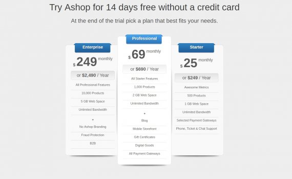ashop pricing options plans ecommerce shopping cart